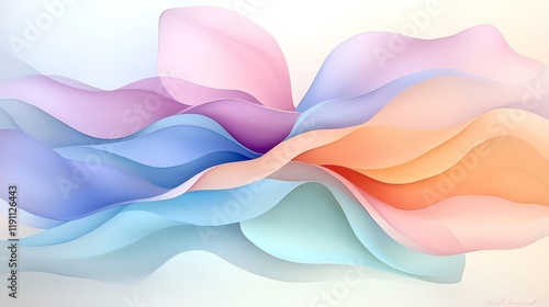 Wallpaper Mural Tranquil Pastel Waves   Abstract Flowing Organic Shapes in Soft Tones with Watercolor like Brush Strokes and a Serene Ethereal Atmosphere Torontodigital.ca