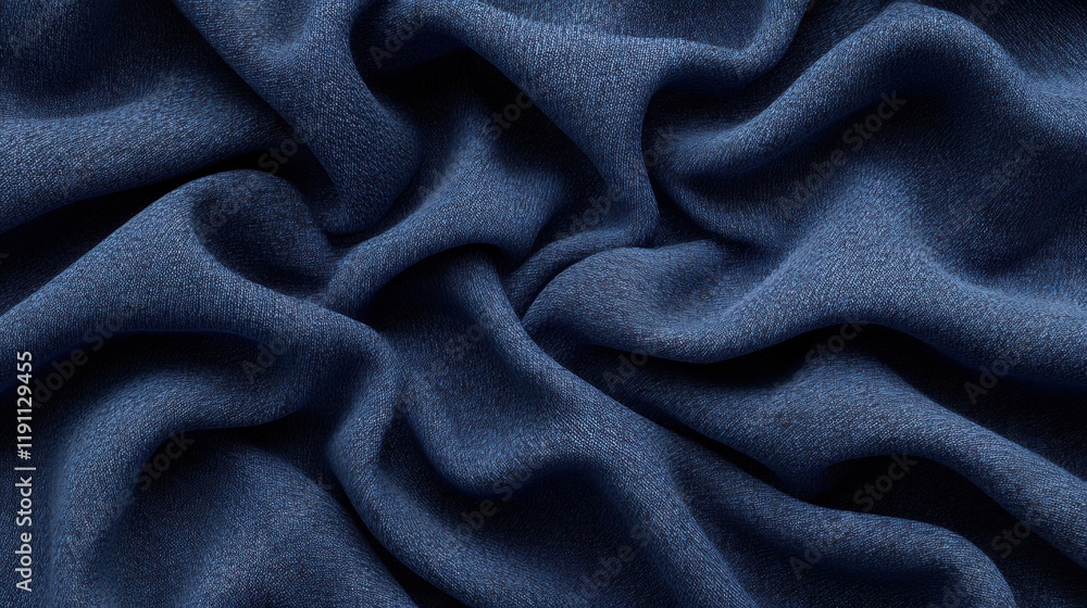 Deep Blue Soft Fabric Texture with Elegant Drapery and Waves Deep Blue Soft Fabric Texture with Elegant Drapery and Waves