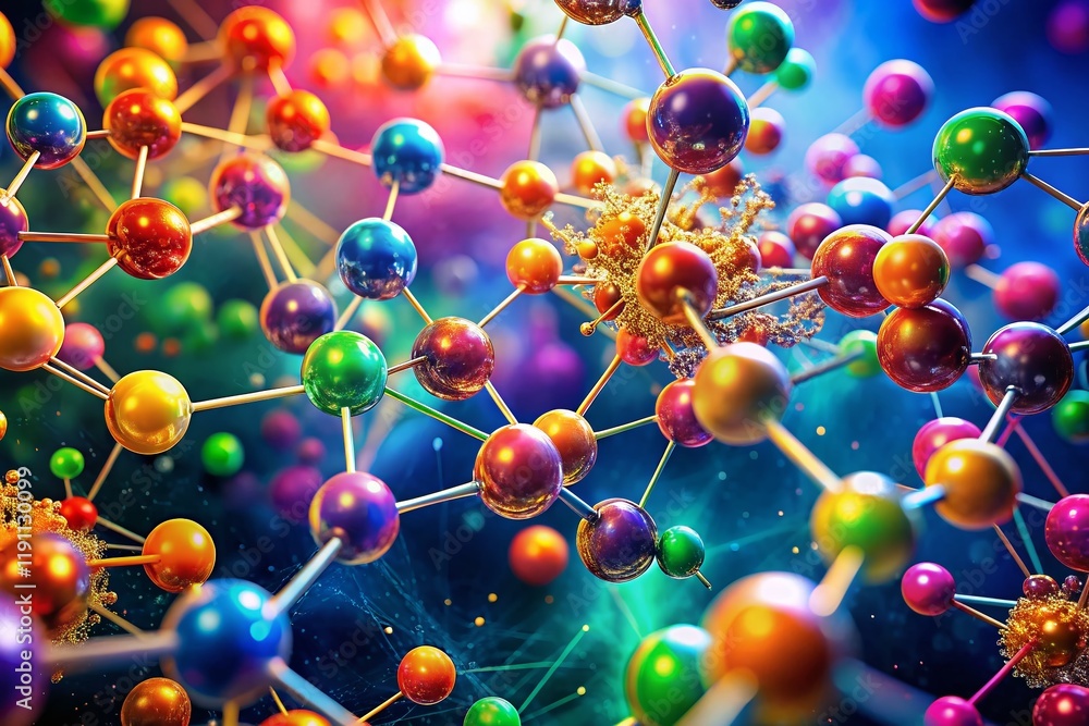 Vibrant Abstract Molecular Structure: Science & Innovation in Food Photography