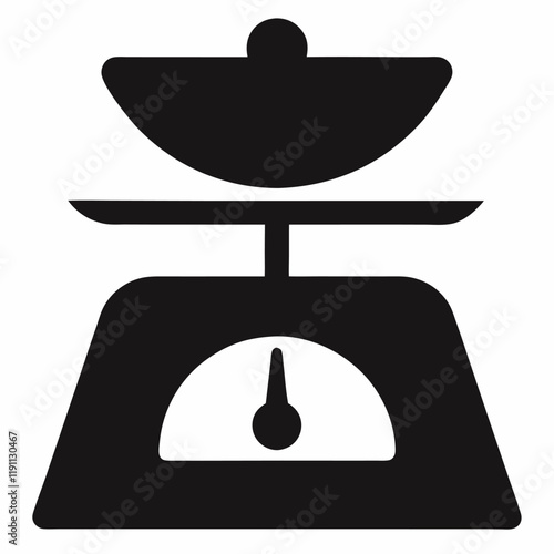 Black food scale icon on white background.