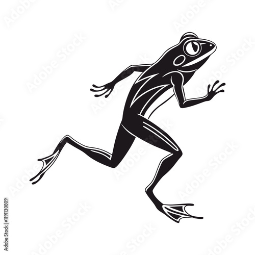 Running frog silhouette, Running animale, isolated vector silhouette.