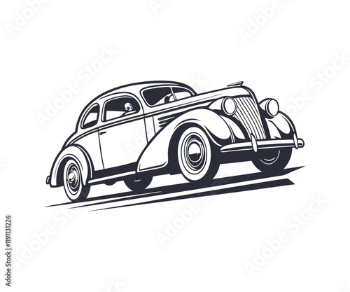 Vintage hot rod car silhouette vector Isolated on white background