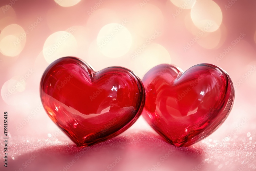 Obraz premium Two Red Hearts on Soft Background