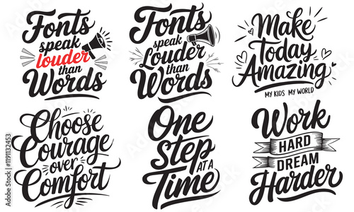 Creative Calligraphy T-Shirt Design Bundle with Bold and Motivational Quotes