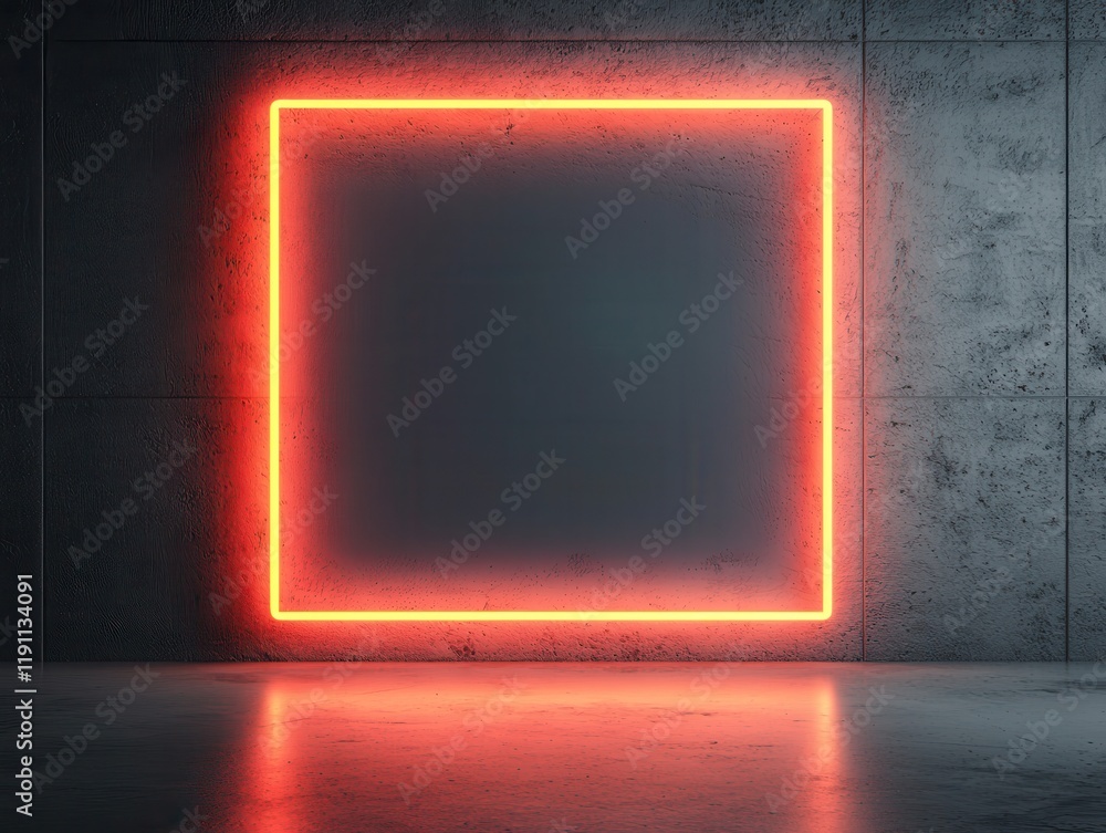 E-Coaching concept. Bright Neon Frame Illuminating Empty Space on Rough Concrete Wall for Modern Design Background E-Coaching concept. Bright Neon Frame Illuminating Empty Space on Rough Concrete Wall for Modern Design Background