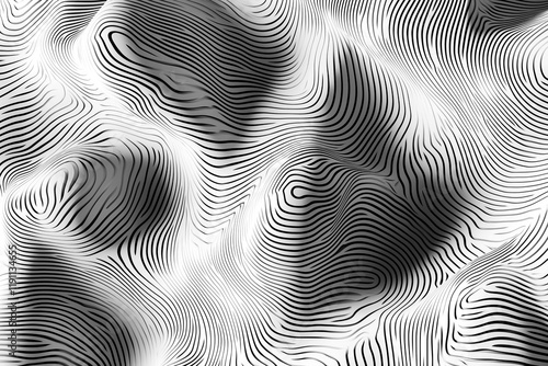 Wallpaper Mural Dynamic abstract black and white pattern featuring wavy lines creating a 3D illusion of depth and movement.
 Torontodigital.ca