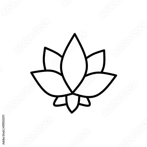 Vector water lotus flower icon. Lotus symbol of yoga, flower of well-being and healthy lifestyle, elegant blooming. photo