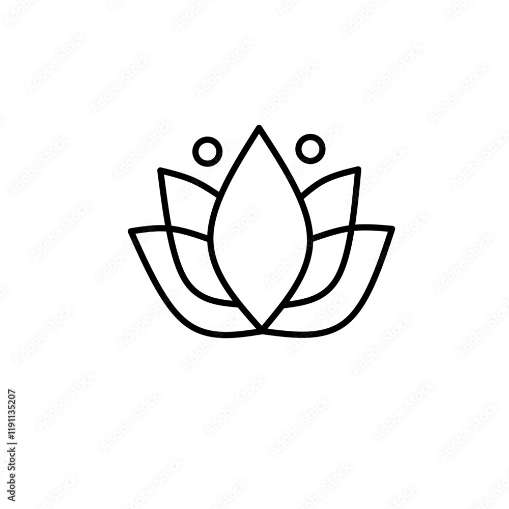 Vector water lotus flower icon. Lotus symbol of yoga, flower of well-being and healthy lifestyle, elegant blooming. Vector water lotus flower icon. Lotus symbol of yoga, flower of well-being and healthy lifestyle, elegant blooming.