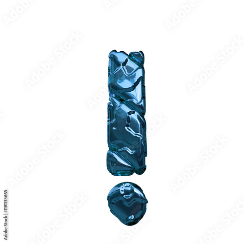 Symbol made of blue diagonal unpolished blocks. bottom view.