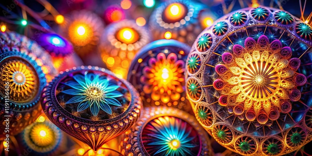 Vibrant Fractal Light Patterns: Abstract Background Stock Photo Vibrant Fractal Light Patterns: Abstract Background Stock Photo