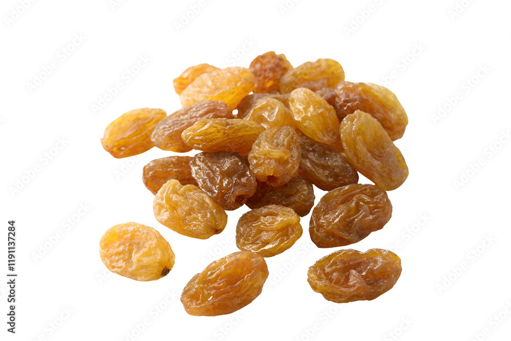 Pile of Golden Raisins – Sweet and Chewy Dried Fruit Delight on Transparent Background