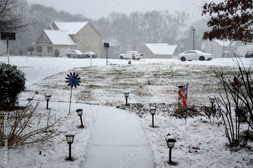 Neighborhood on a snow day photo