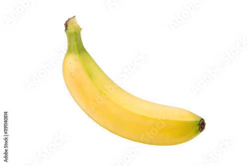 Single Ripe Banana on White Background – Fresh and Ready to Eat on Transparent Background photo