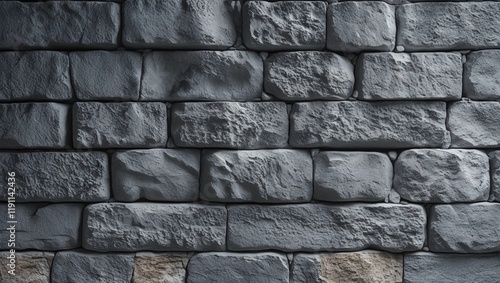 Close-Up of an Aged Grey Stone Wall with Textured Surface