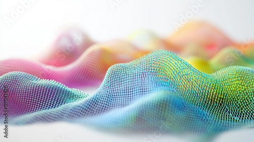 A colorful 3D graph representing data trends,