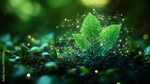 abstract green leaf network background