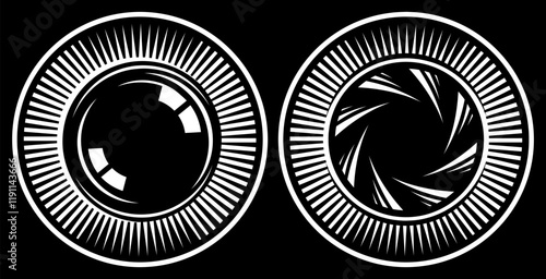 Abstract Camera Lens Aperture Blades Design Illustration.