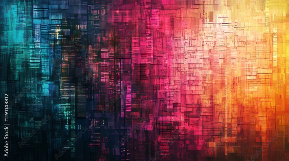 Abstract Geometric Tech Background Vibrant Hues of Teal, Pink, and Orange Abstract Geometric Tech Background Vibrant Hues of Teal, Pink, and Orange