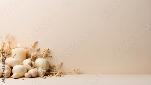 All Saints' Day  banner with empty space Without Text, Ivory Minimal background
