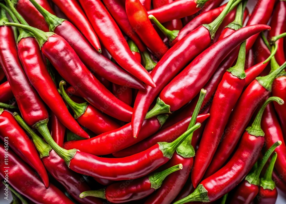 Vibrant Red Chili Peppers on White Background - Low Light Stock Photo Vibrant Red Chili Peppers on White Background - Low Light Stock Photo