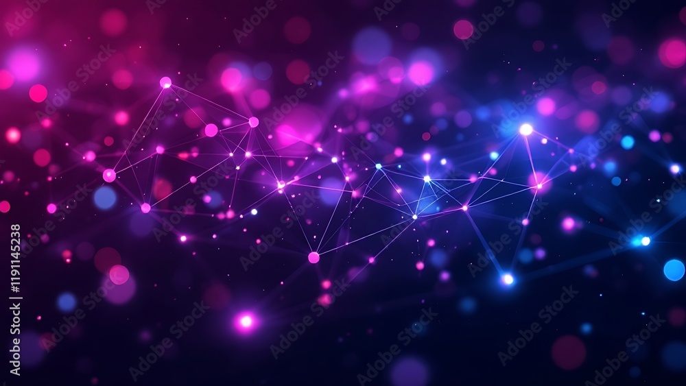 Fototapeta premium Abstract neural network 3D illustration. Big data concept. Global database and artificial intelligence. Bright, colorful background with bokeh effect