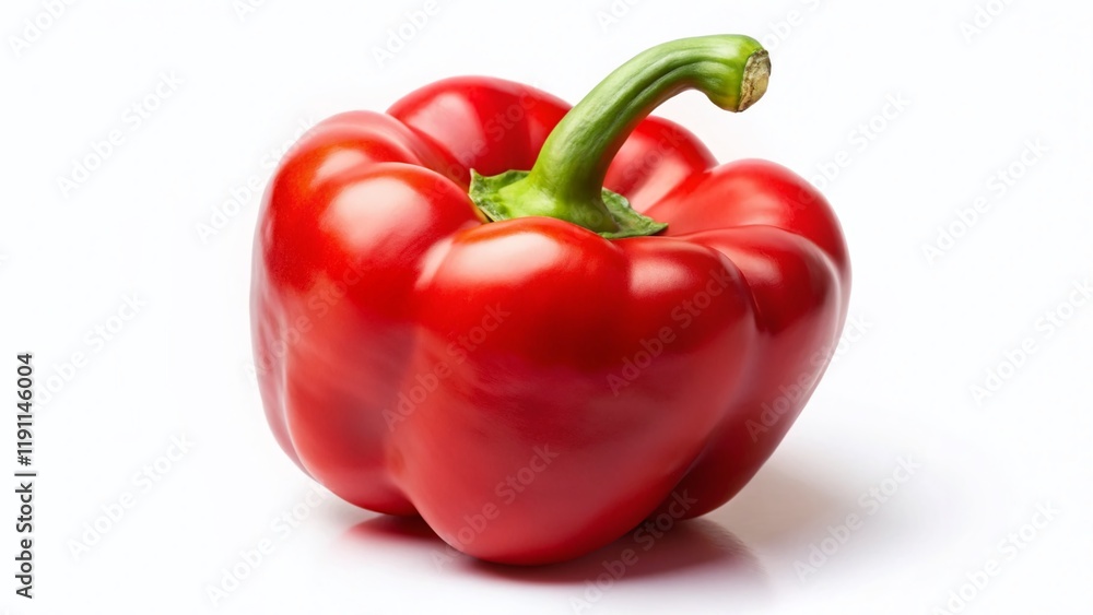 Vibrant Red Pepper Isolated on White Background - Stock Photo Vibrant Red Pepper Isolated on White Background - Stock Photo
