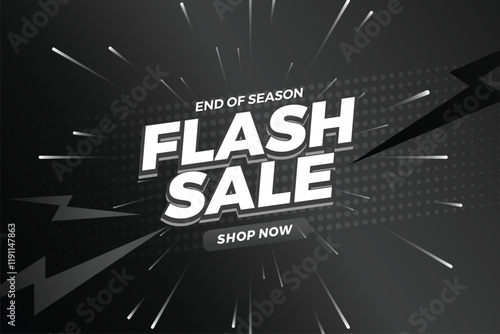 Flash Sale promotional labels templates set. Special offer with thunder sign and hand lettering for business, discount shopping, sale promotion and advertising.