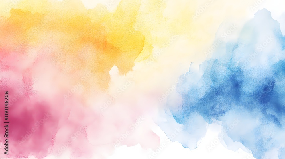Abstract Watercolor Painting in Yellow Pink and Blue Hues Abstract Watercolor Painting in Yellow Pink and Blue Hues