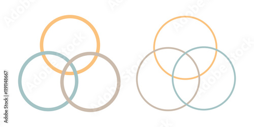 Colorful venn diagram is showing three overlapping circles with numbers for your text and design.   Venn Diagram.