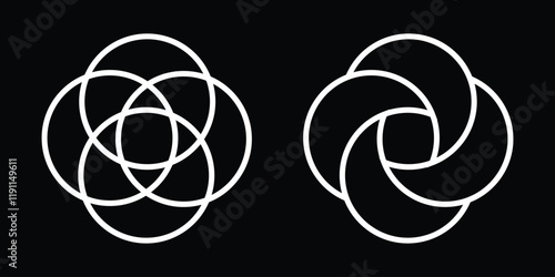 Venn diagram with overlapping circles. Infographic with intersections and overlaps. Flat vector illustration isolated on white background.