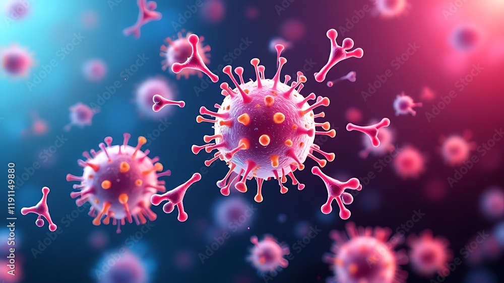 Obraz premium Virus protection. Antibodies and viral infection. Immune defense of the body. Attack on antigens 3D illustration
