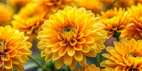 Vibrant Yellow Flower Cluster Bloom, Springtime Floral Photography