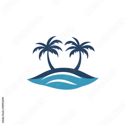 Wallpaper Mural Modern Minimal Icon of Island and Waves on White Background Torontodigital.ca