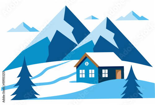 winter landscape with house