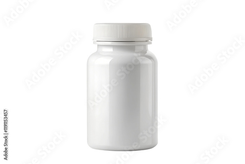 Blank White Plastic Pill Bottle – Essential for Medication Storage and Organization on Transparent Background photo