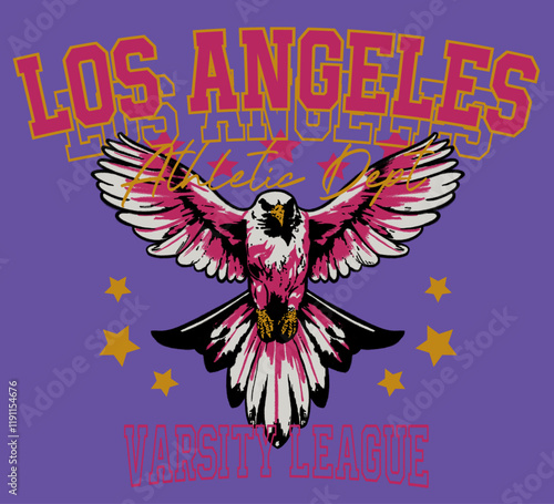 Estampa Aguila de los angeles sobre fondo morado