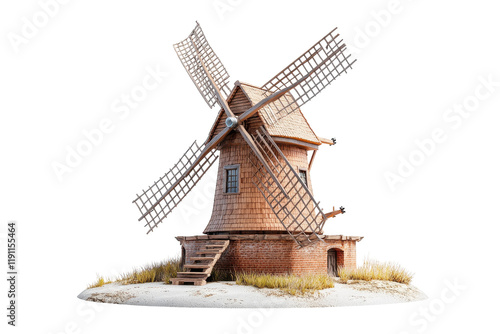 Traditional Windmill in a Rural Landscape photo