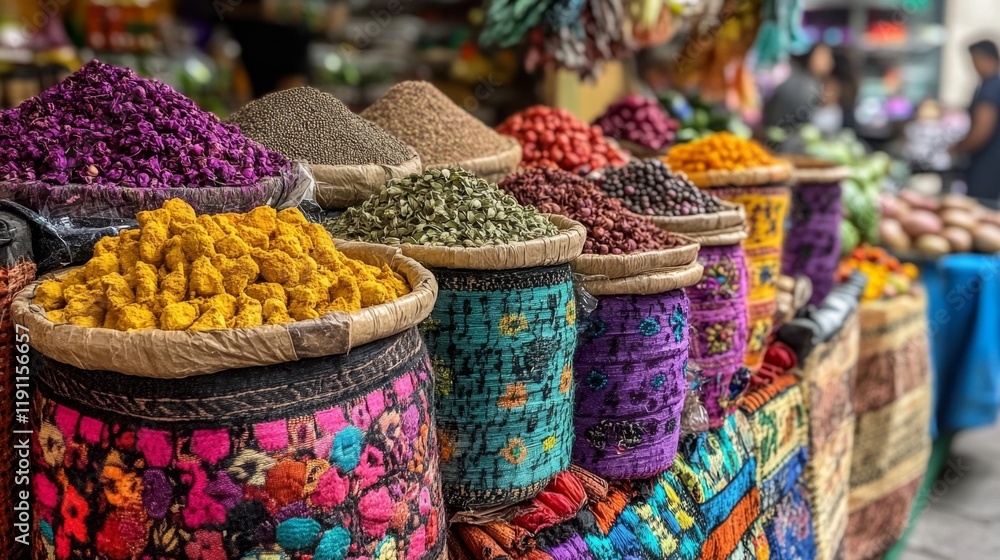 Fototapeta premium Vibrant Spice Market Display