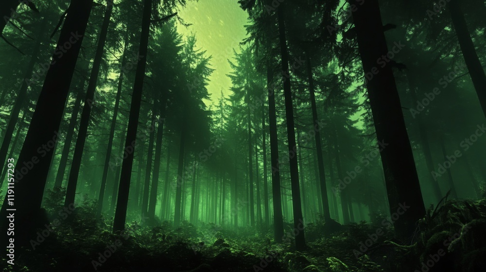 Naklejka premium Deep Forest Green, a vibrant hue representing nature, growth, and the commitment to sustainability in modern design and lifestyle choices