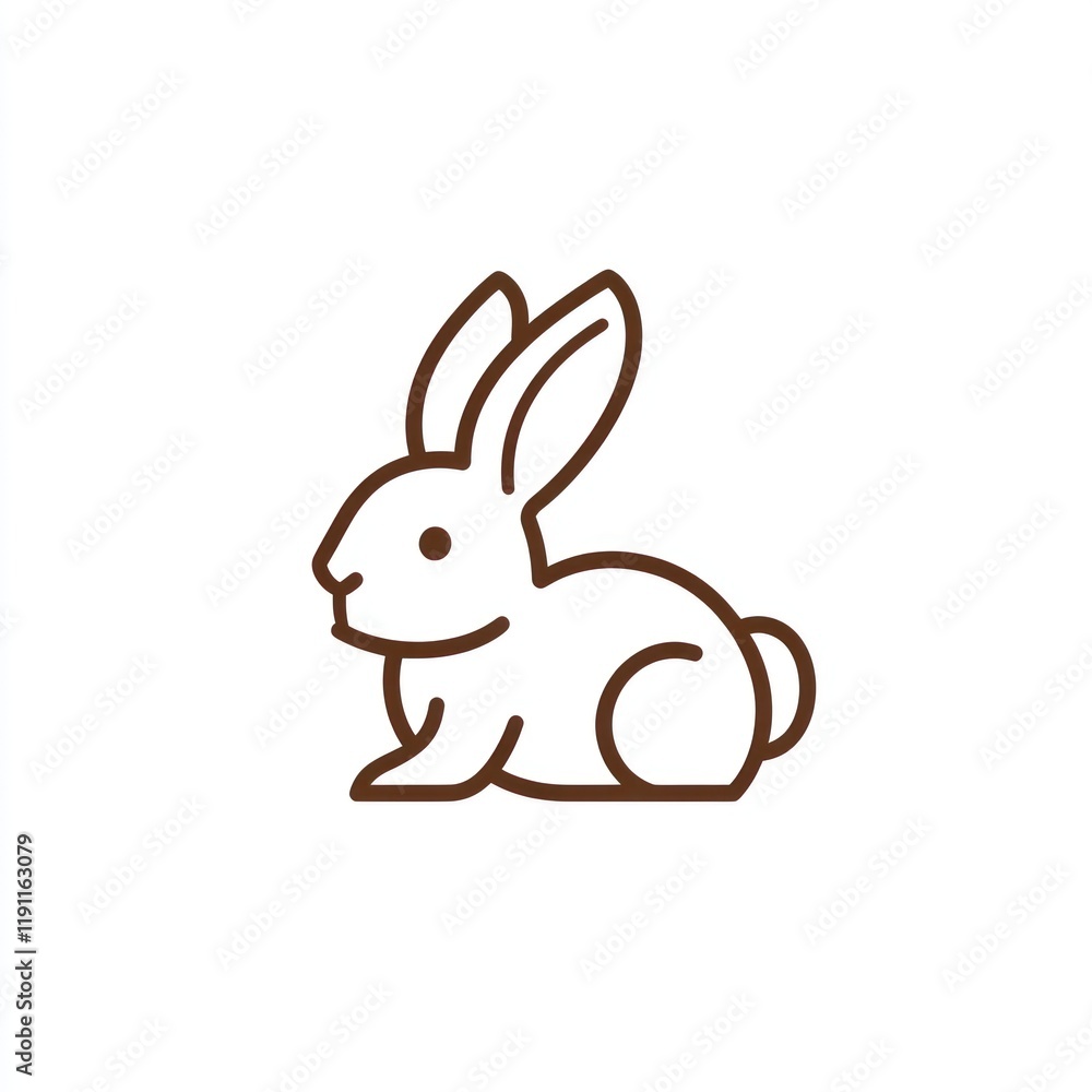 Brown line art rabbit sitting, white background, Easter design (1) Brown line art rabbit sitting, white background, Easter design (1)