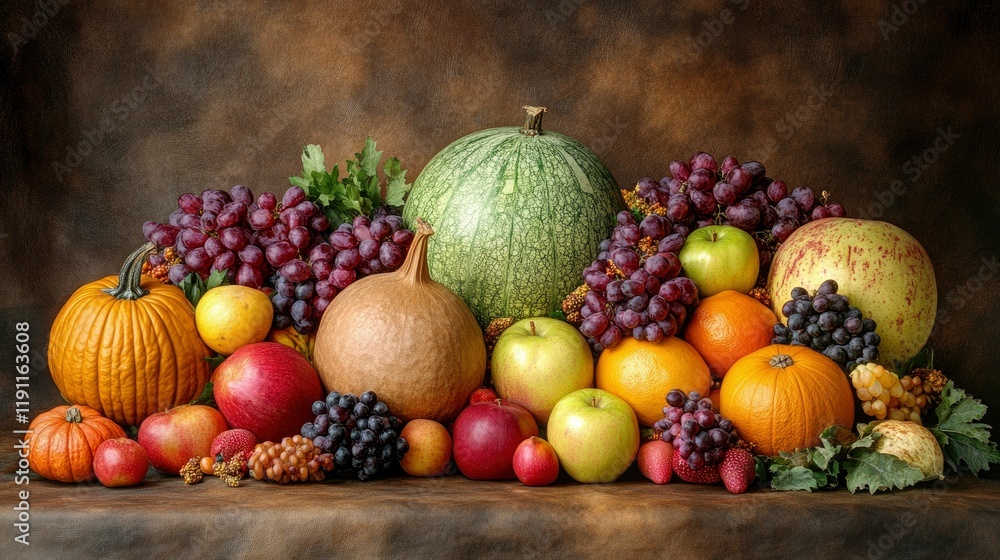 Abundant Autumn Harvest A Still Life of Fall Fruits and Vegetables Abundant Autumn Harvest A Still Life of Fall Fruits and Vegetables