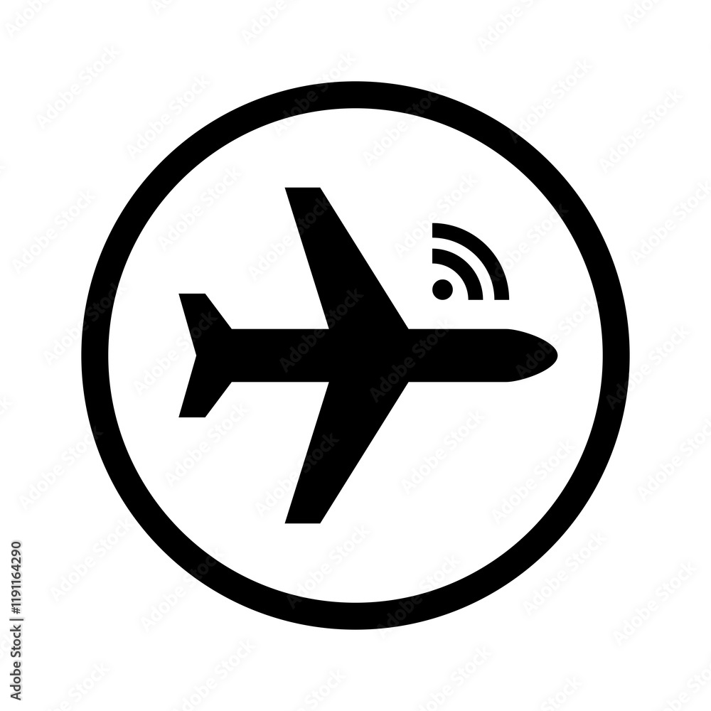 Airplane with Internet Icon Airplane with Internet Icon