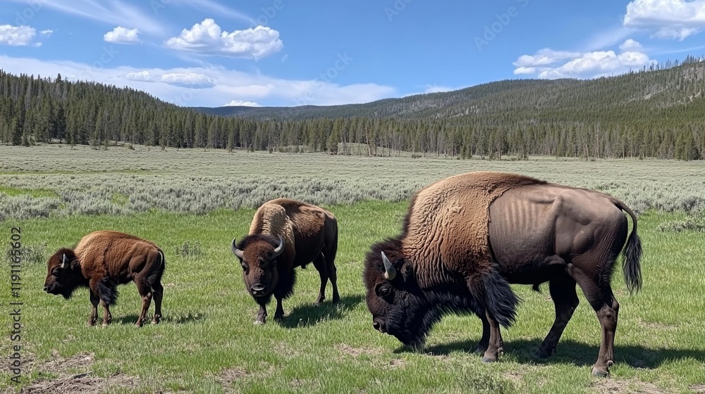 Majestic Bison in a Pristine Landscape Majestic Bison in a Pristine Landscape