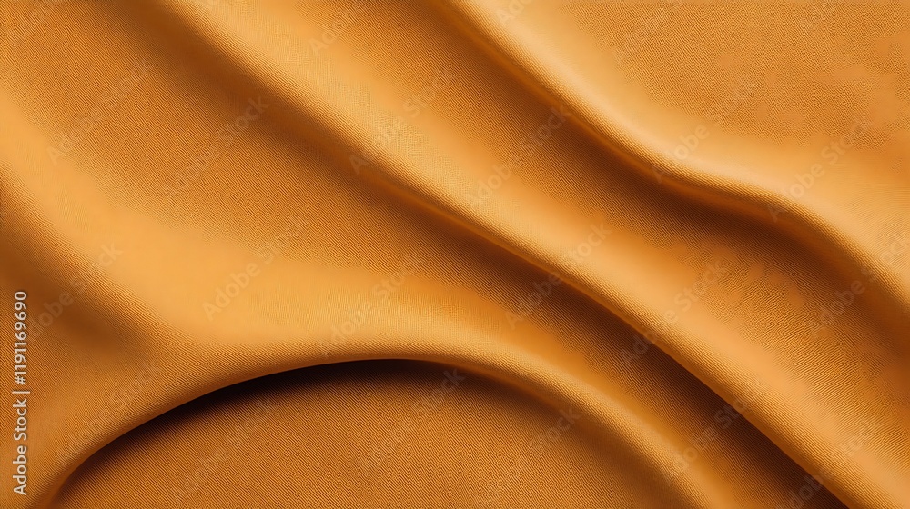 Fototapeta premium Golden Fabric Draped in Soft Waves Showing Texture