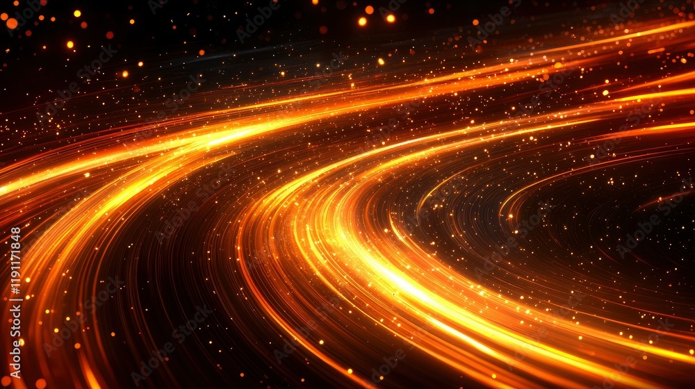 Golden Light Trails Abstract Background Swirling Galaxy of Energy and Sparkle Golden Light Trails Abstract Background Swirling Galaxy of Energy and Sparkle