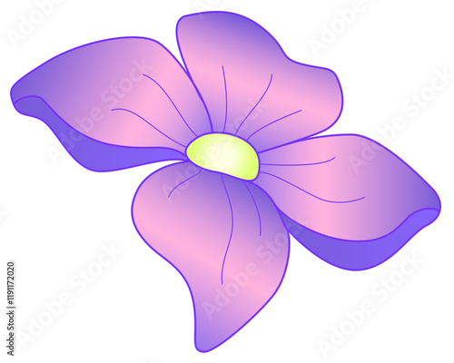 Flower from hydrangea inflorescence - vector full color element. Purple delicate hydrangea flower	