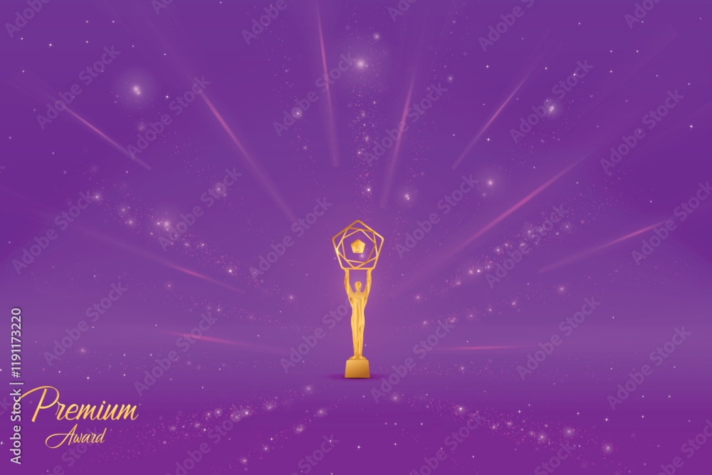 Premium Award With Cluster Of Lights Retro Style On Purple Background. Royal Ethnic Theme Concept Design Vector Illustration For Grand Music Concert, Movie, Party, Festival Celebration Element Etc. Premium Award With Cluster Of Lights Retro Style On Purple Background. Royal Ethnic Theme Concept Design Vector Illustration For Grand Music Concert, Movie, Party, Festival Celebration Element Etc.
