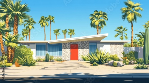 1. **Palm Trees and Modern Mid-Century Architecture in Palm Springs, California**