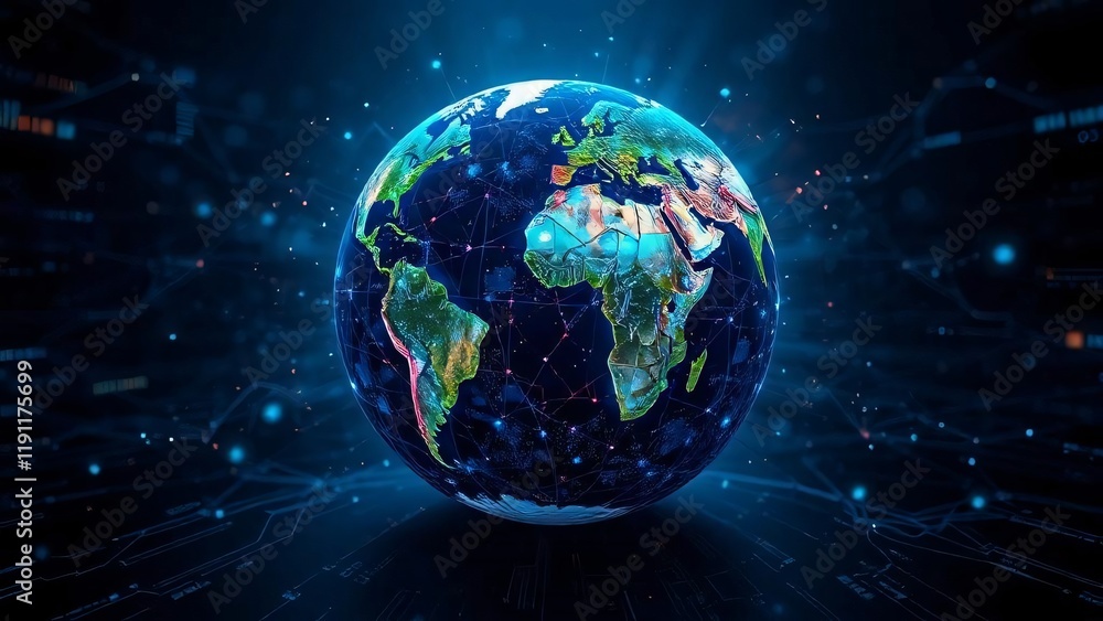 Holographic Globe - Digital Earth Concept Holographic Globe - Digital Earth Concept