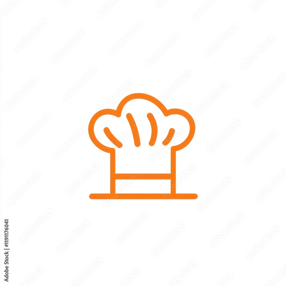 Orange chef hat icon on white background for cooking design Orange chef hat icon on white background for cooking design